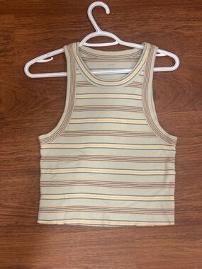 aerie Ribbed Striped Tank in Cream, Tan, Yellow and Blue